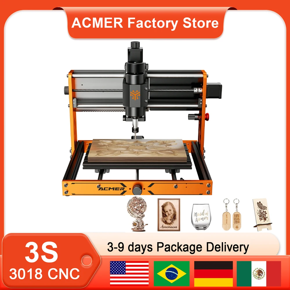 ACMER 3S 3018 CNC Router Powerful Laser Engraving Machine Cutting Machine for Glass Plastic Acrylic DIY Assembly
ACMER 3S 3018 CNC Router Powerful Laser Engraving Machine Cutting Machine for Glass Plastic Acrylic DIY Assembly