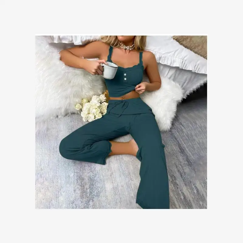 Women's Sexy Two-Piece Pajamas with Susps Home Clothes Set round Ne ort Sve Thin Winter Home Clothes for Leisure
Women's Sexy Two-Piece Pajamas with Susps Home Clothes Set round Ne ort Sve Thin Winter Home Clothes for Leisure
