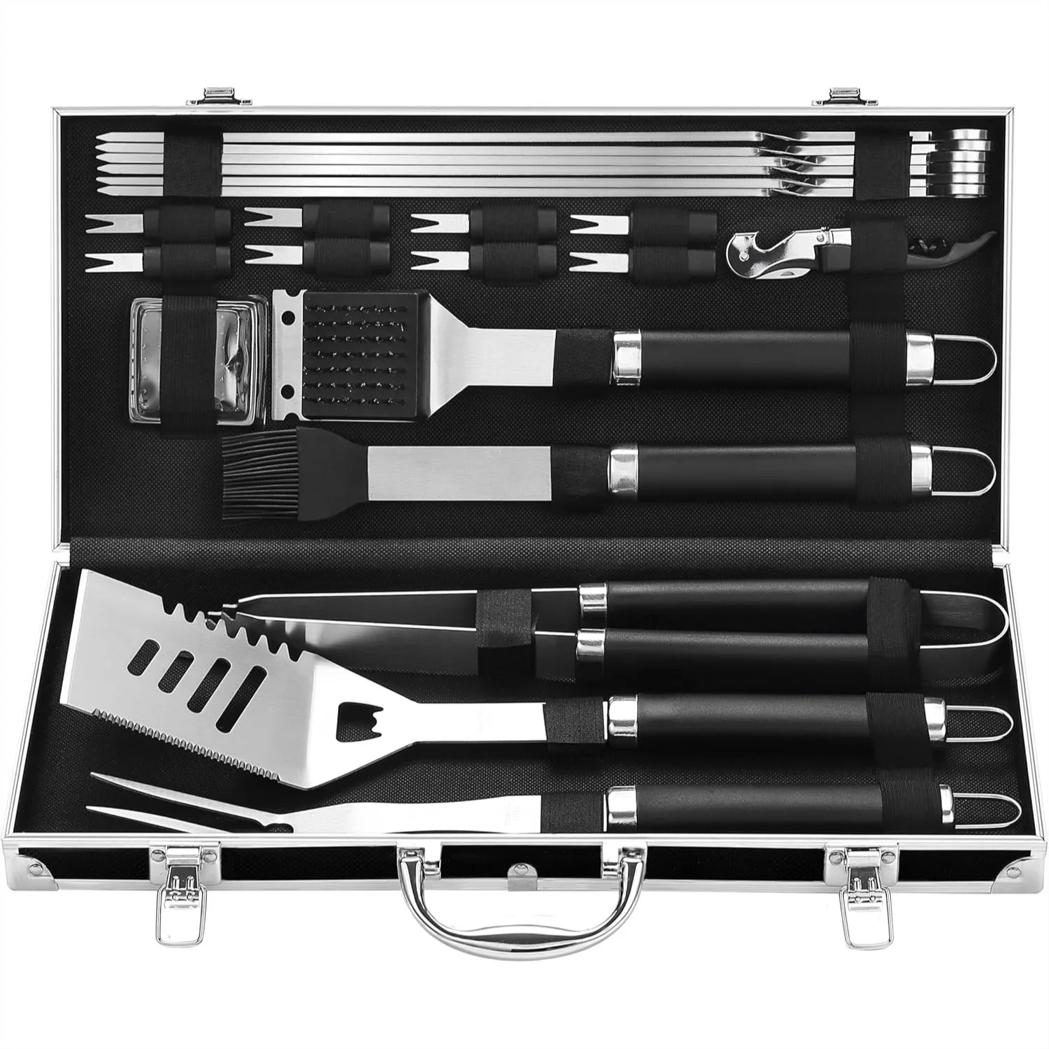22PCS Stainless Steel BBQ Tool Set with Aluminum Case for Outdoor Grilling
22PCS Stainless Steel BBQ Tool Set with Aluminum Case for Outdoor Grilling