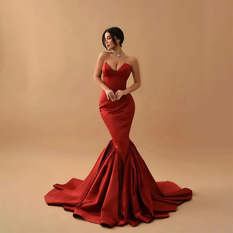 Elegant Red Mermaid Evening Dresses Sweetheart Party Prom Sweep Train Long Dress For Red Carpet Special Occasions
Elegant Red Mermaid Evening Dresses Sweetheart Party Prom Sweep Train Long Dress For Red Carpet Special Occasions