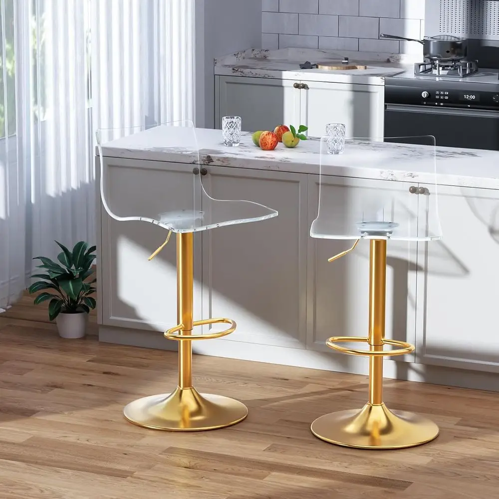 Adjustable Swivel Bar Stools Set of 2 with Backrest and Footrest, Clear Acrylic Counter Height Chairs for Kitchen Island, Dining
Adjustable Swivel Bar Stools Set of 2 with Backrest and Footrest, Clear Acrylic Counter Height Chairs for Kitchen Island, Dining