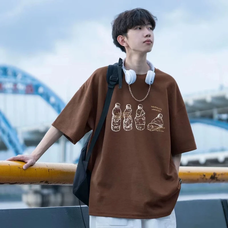 Causal Men's Brown T-Shirt With Bottle Print Design For Daily Wear Street Style Comfortable Fit
Causal Men's Brown T-Shirt With Bottle Print Design For Daily Wear Street Style Comfortable Fit
