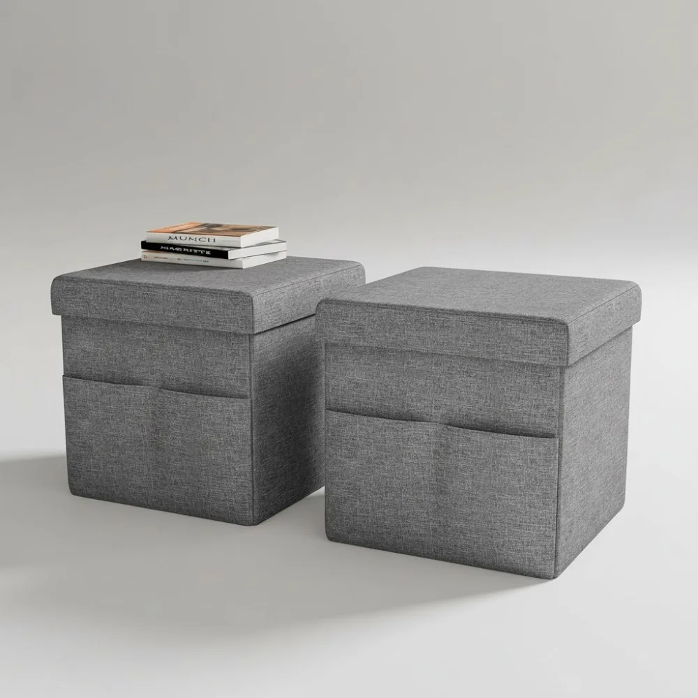 Set of 2 Foldable Storage Ottomans with Pockets - 15-Inch Foot Rests for Living Room, Bedroom, Dorm
Set of 2 Foldable Storage Ottomans with Pockets - 15-Inch Foot Rests for Living Room, Bedroom, Dorm