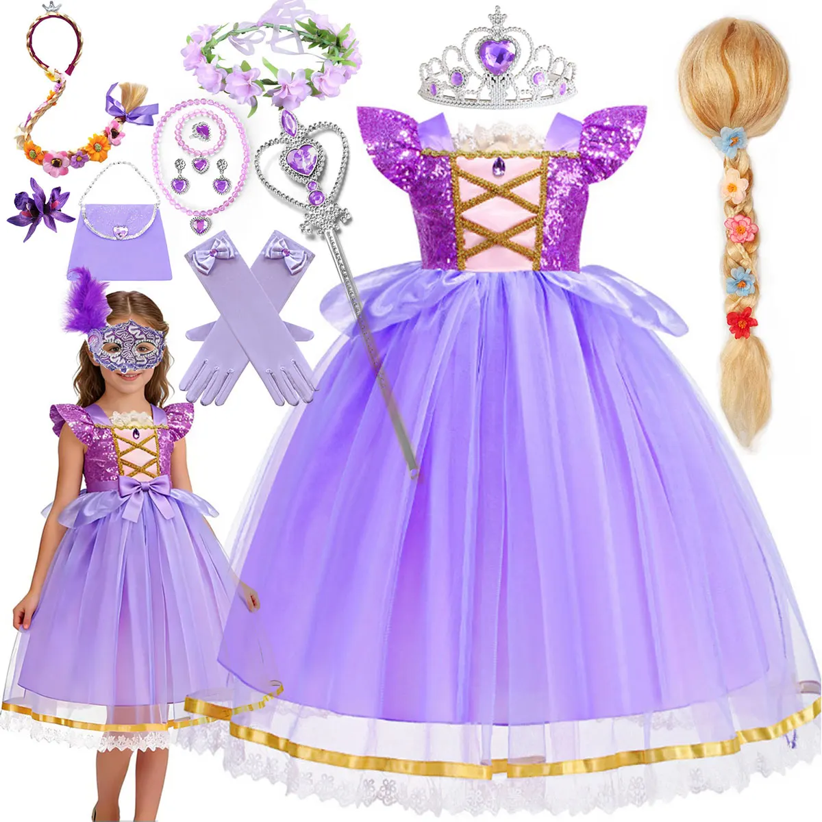 2026 Disney Summer Princess Rapunzel Classic Fairy Tale Enchanted Girl Cosplay Princess Rapunzel Holiday Party Purple Dress Set
2026 Disney Summer Princess Rapunzel Classic Fairy Tale Enchanted Girl Cosplay Princess Rapunzel Holiday Party Purple Dress Set