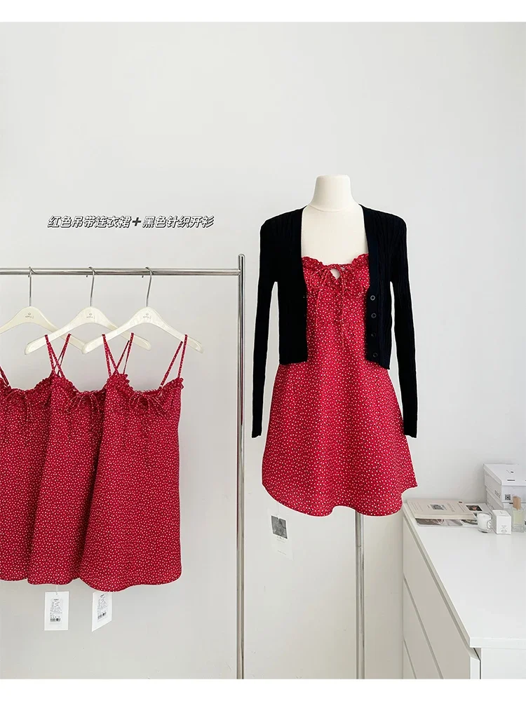 Women's Elegant Red Dress Sets Suit Vintage Sleeveless Mini Dress and Black Shirt Y2k Harajuku Fashion Vintage 2000s 90s Clothes
Women's Elegant Red Dress Sets Suit Vintage Sleeveless Mini Dress and Black Shirt Y2k Harajuku Fashion Vintage 2000s 90s Clothes