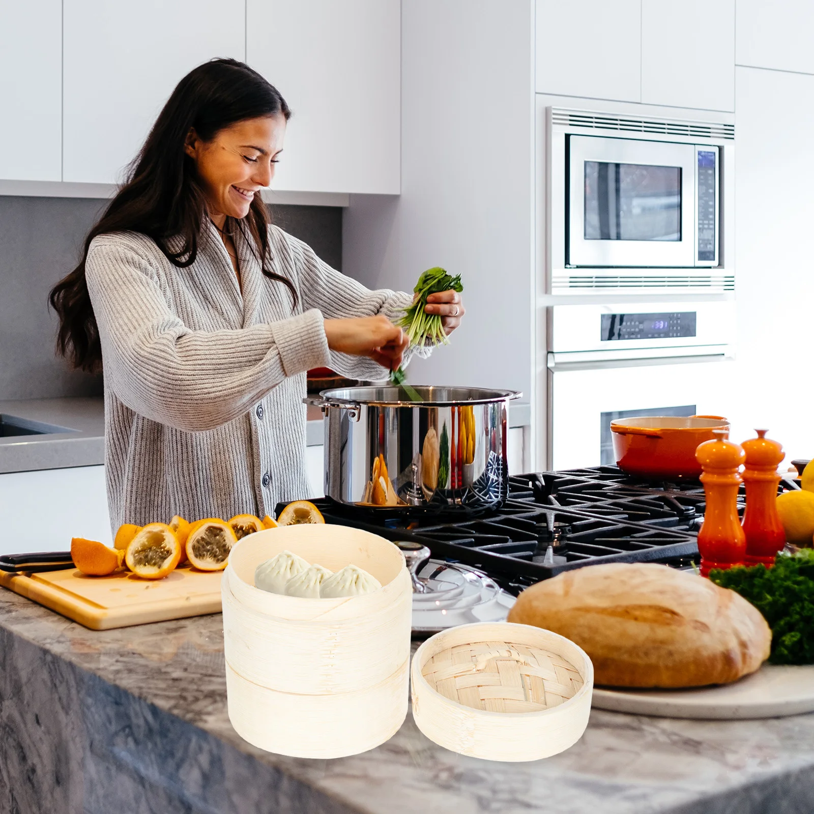 1 Set Bamboo Steamer Eco-Friendly Kitchen Food Steamer With Lid Multi-Functional Steam Cooking Pot For Healthy Meals
1 Set Bamboo Steamer Eco-Friendly Kitchen Food Steamer With Lid Multi-Functional Steam Cooking Pot For Healthy Meals