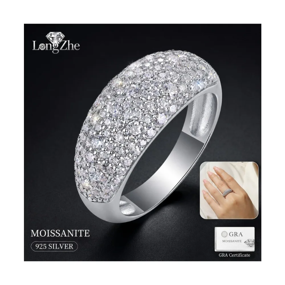 Moissanite Pave Ring for Women S925 Sterling Silver Wide Dome Band 133 or 175 Stones Platinum Plated Wedding Anniversary Gift
Moissanite Pave Ring for Women S925 Sterling Silver Wide Dome Band 133 or 175 Stones Platinum Plated Wedding Anniversary Gift