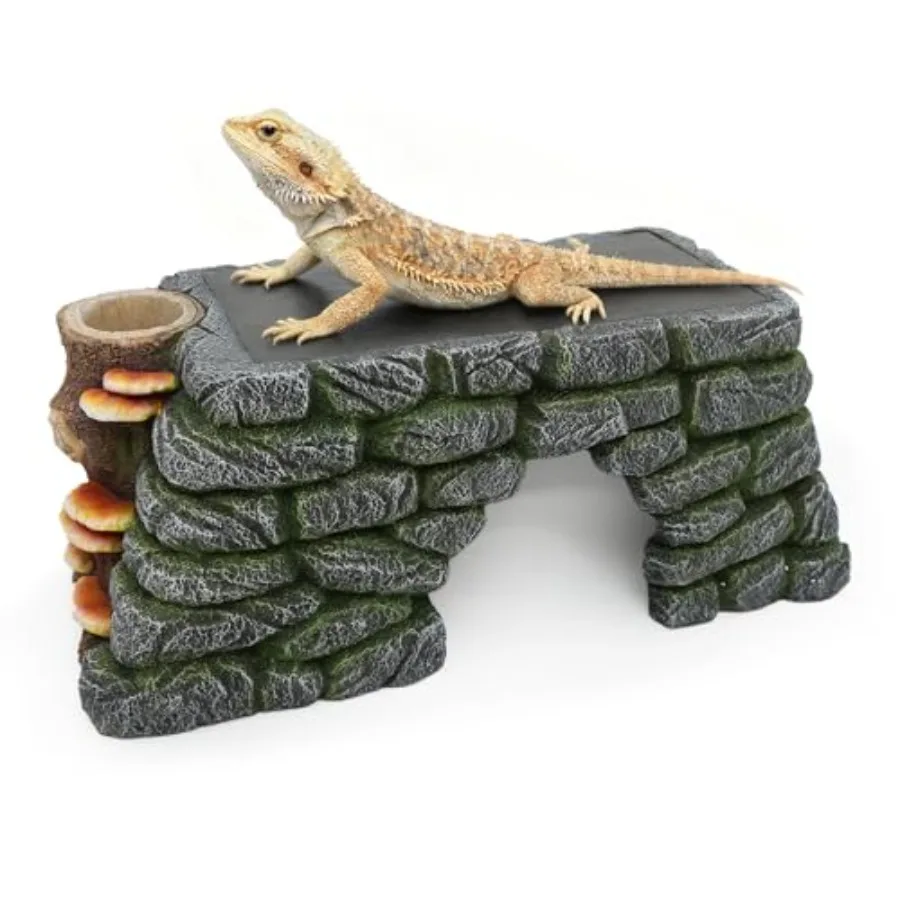 3 in 1 Bearded Dragon Basking Platform, Reptile Habitat Cave Hideout with Food Bowl, Aquarium and Terrarium Decor Accessories f
3 in 1 Bearded Dragon Basking Platform, Reptile Habitat Cave Hideout with Food Bowl, Aquarium and Terrarium Decor Accessories f