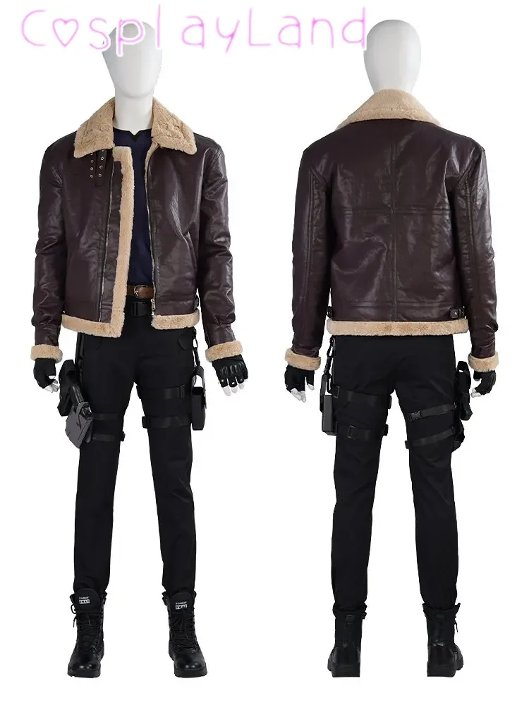 Game RE 4 Remake Cosplay Leon Scott Costume Full Set Police Outfit With Props Brown Jacket Halloween Carnival Men Suit
Game RE 4 Remake Cosplay Leon Scott Costume Full Set Police Outfit With Props Brown Jacket Halloween Carnival Men Suit