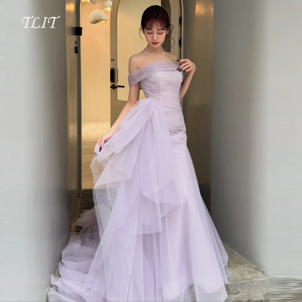 TLIT Elegant Light Purple Tulle A-Line Evening Dresses Korea Wedding Dress Photo Shoot Off The Shoulder Prom Gowns Customized
TLIT Elegant Light Purple Tulle A-Line Evening Dresses Korea Wedding Dress Photo Shoot Off The Shoulder Prom Gowns Customized