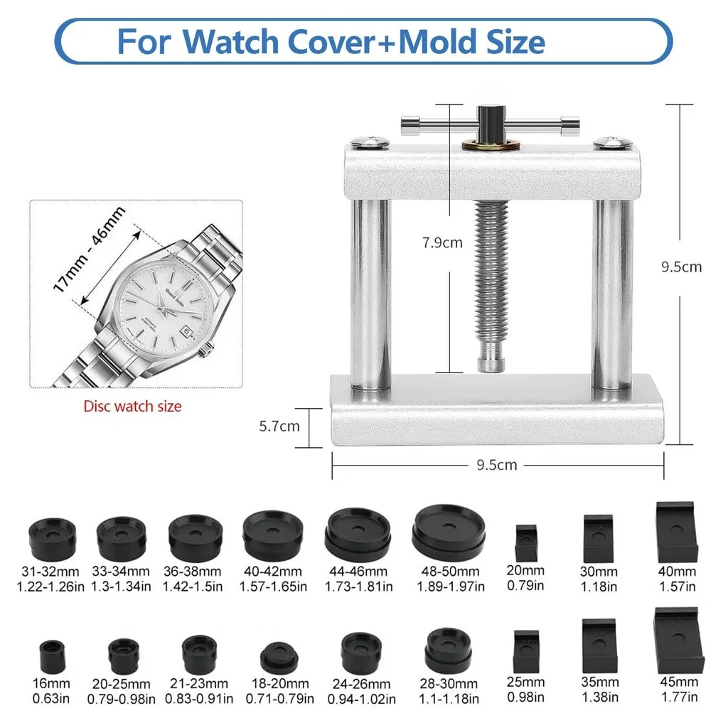 For Watch Repair Tool Kit Watch Back Case Presser Closer Set with 12 Dies Battery Replacement Tool Tweezers Pry Knife
For Watch Repair Tool Kit Watch Back Case Presser Closer Set with 12 Dies Battery Replacement Tool Tweezers Pry Knife