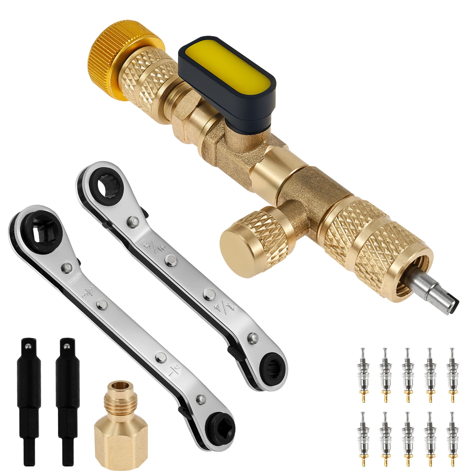 Valve Core Removal Installer Tool And Wrench Set One Quarter Inch And Five Sixteenth Inch Port Air Conditioning Valve Core Tool
Valve Core Removal Installer Tool And Wrench Set One Quarter Inch And Five Sixteenth Inch Port Air Conditioning Valve Core Tool