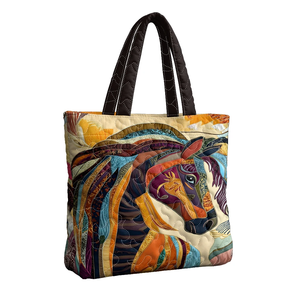 Fashion Quilted Tote Bag Large Capacity Handbag Colorful Patchwork Horse Print Reusable Shoulder Bag for Shopping Travel Work
Fashion Quilted Tote Bag Large Capacity Handbag Colorful Patchwork Horse Print Reusable Shoulder Bag for Shopping Travel Work