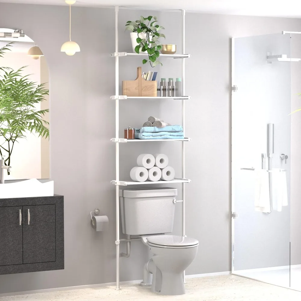 Home Zone Living Over The Toilet Organizer with Adjustable Storage Shelves, 4 Tiers of Shelving Rack for Your Bathroom.
Home Zone Living Over The Toilet Organizer with Adjustable Storage Shelves, 4 Tiers of Shelving Rack for Your Bathroom.