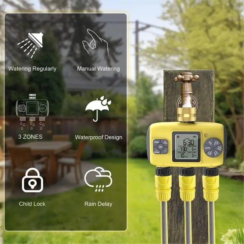 KXRA Automatic Irrigation Controller Auto Watering Timer with 3 Zone For Balcony Gardens And Small Outdoor Farms
KXRA Automatic Irrigation Controller Auto Watering Timer with 3 Zone For Balcony Gardens And Small Outdoor Farms