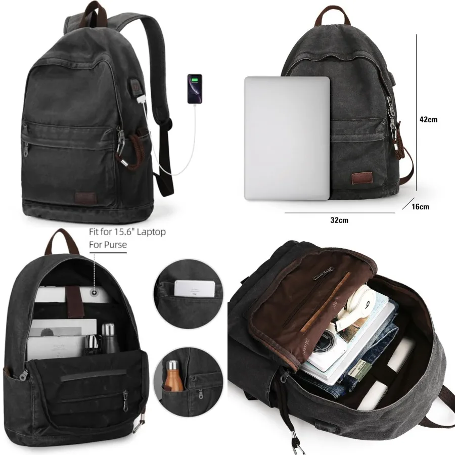 Canvas Backpack for Women and Men, Lightweight Classic Laptop Backpack with USB Charging Port for School, Travel and Daily Use
Canvas Backpack for Women and Men, Lightweight Classic Laptop Backpack with USB Charging Port for School, Travel and Daily Use