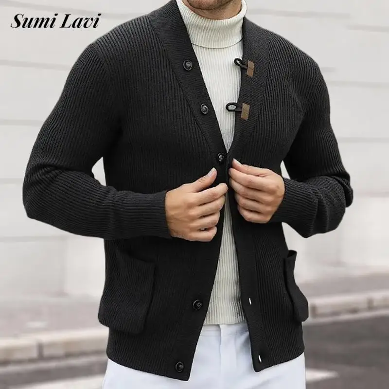 Vintage Button-up V Neck Sweater Cardigan Mens Autumn Casual Solid Color Slim Sweatercoats Men Fashion Long Sleeve Knit Jackets
Vintage Button-up V Neck Sweater Cardigan Mens Autumn Casual Solid Color Slim Sweatercoats Men Fashion Long Sleeve Knit Jackets