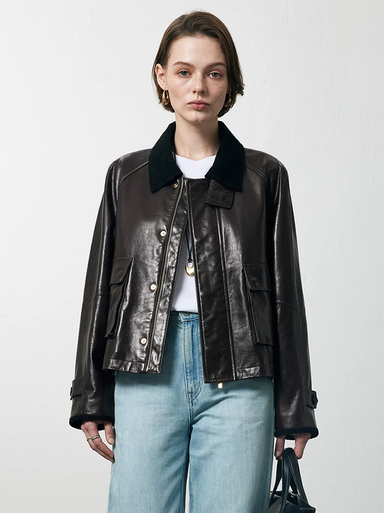 Vintage Short Genuine Leather Jackets for Women Spring Autumn 2026 New High-end Simple Classic Soft Oil Wax Real Sheepskin Coat
Vintage Short Genuine Leather Jackets for Women Spring Autumn 2026 New High-end Simple Classic Soft Oil Wax Real Sheepskin Coat