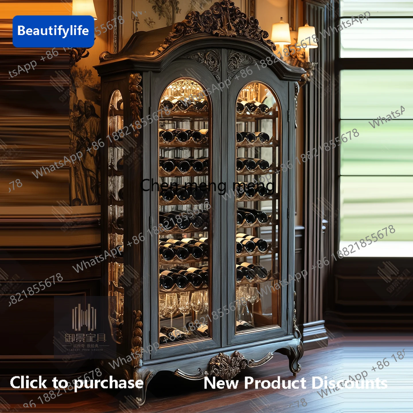 M183 Dark gray old two-door wine cabinet European carved cabinet living room display cabinet customization
M183 Dark gray old two-door wine cabinet European carved cabinet living room display cabinet customization