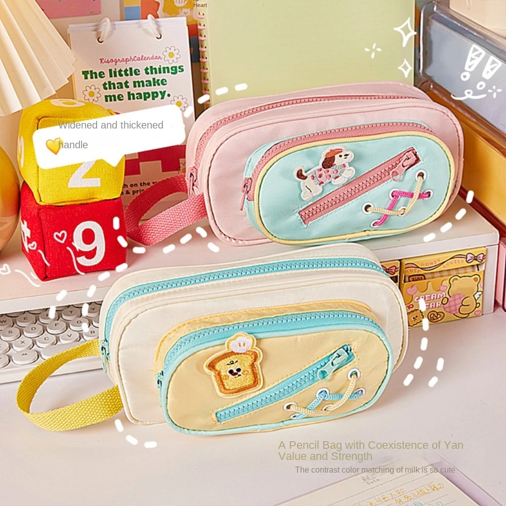 Cartoon 3 Layers Pencil Bag Bread White Puppy Dog Canvas Large Capacity Pencil Bag Handheld Aesthetic Stationery Storage Bag
Cartoon 3 Layers Pencil Bag Bread White Puppy Dog Canvas Large Capacity Pencil Bag Handheld Aesthetic Stationery Storage Bag