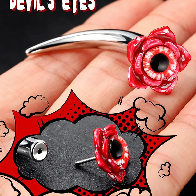 Europe and America Silver Color Red Devil's Eye Flower Split Ear Studs UNISEX Halloween Happy Punk Hip Hop Rock Party Earrings
Europe and America Silver Color Red Devil's Eye Flower Split Ear Studs UNISEX Halloween Happy Punk Hip Hop Rock Party Earrings