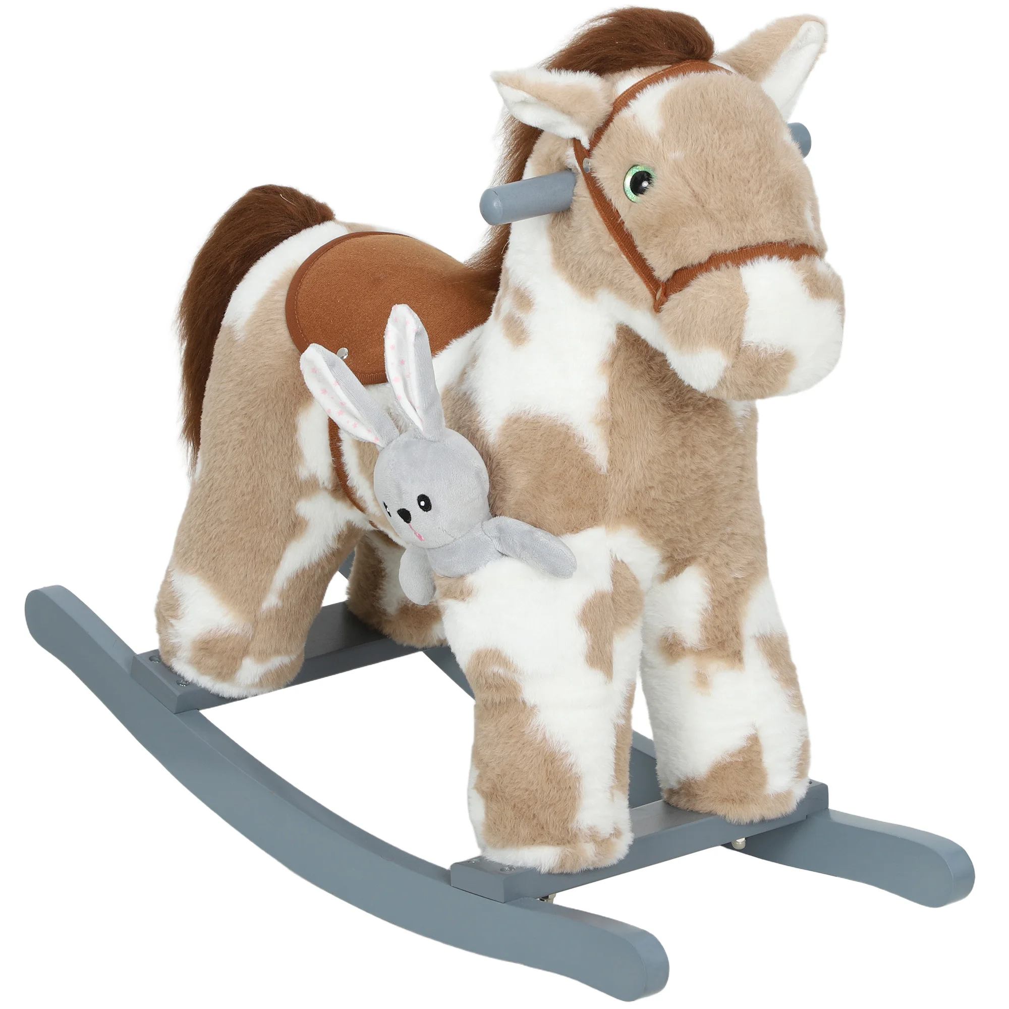 Rocking Horse, Kids Plush Horse Rocker with Rabbit Toy and Realistic Neigh for Toddlers 2–5 Years Old, Brown
Rocking Horse, Kids Plush Horse Rocker with Rabbit Toy and Realistic Neigh for Toddlers 2–5 Years Old, Brown