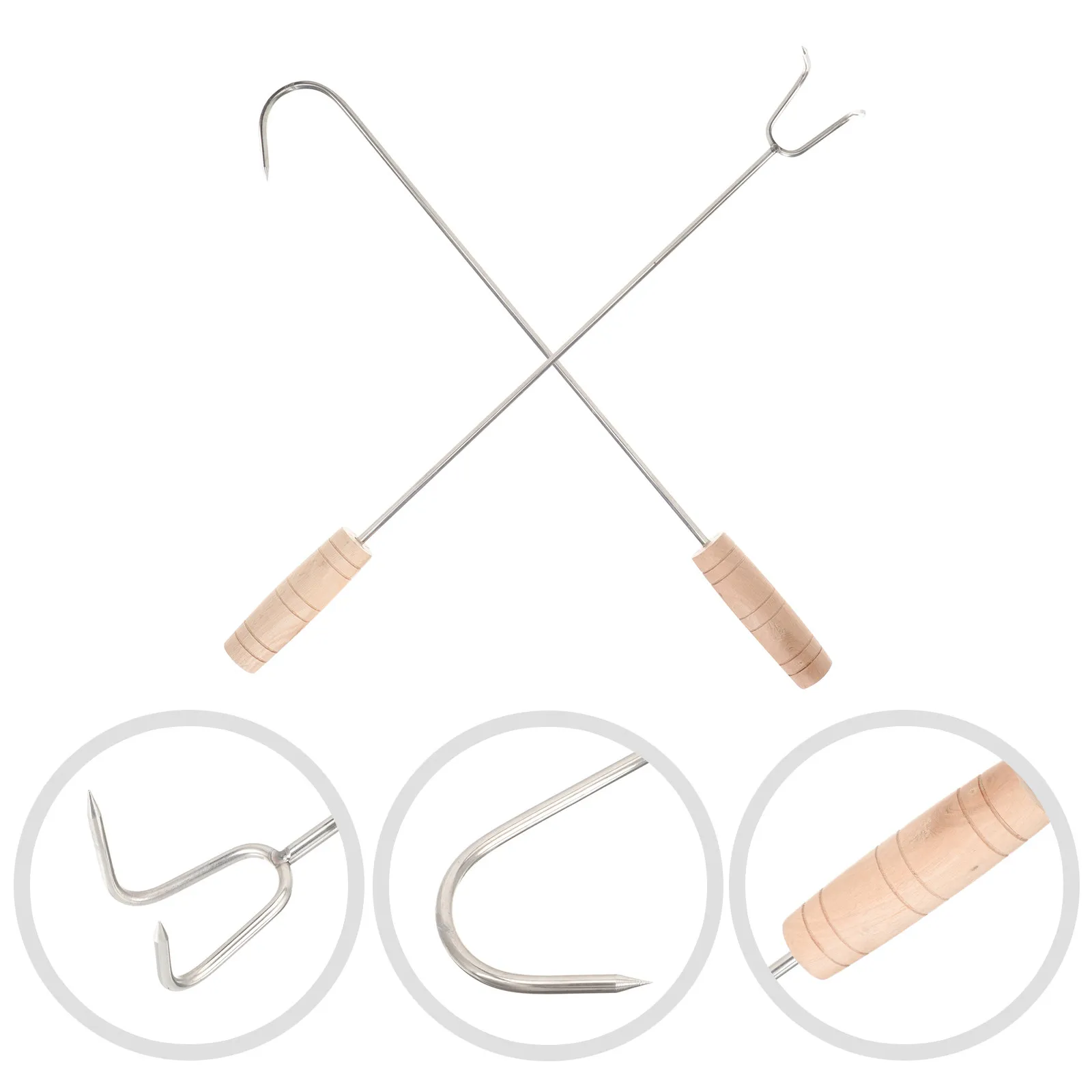 2Pcs Wood Handle Meat Hook Stainless Steel Roasting Hook Professional Bbq Multi-Function Pork Kitchen Tool Sturdy Ergonomic
2Pcs Wood Handle Meat Hook Stainless Steel Roasting Hook Professional Bbq Multi-Function Pork Kitchen Tool Sturdy Ergonomic