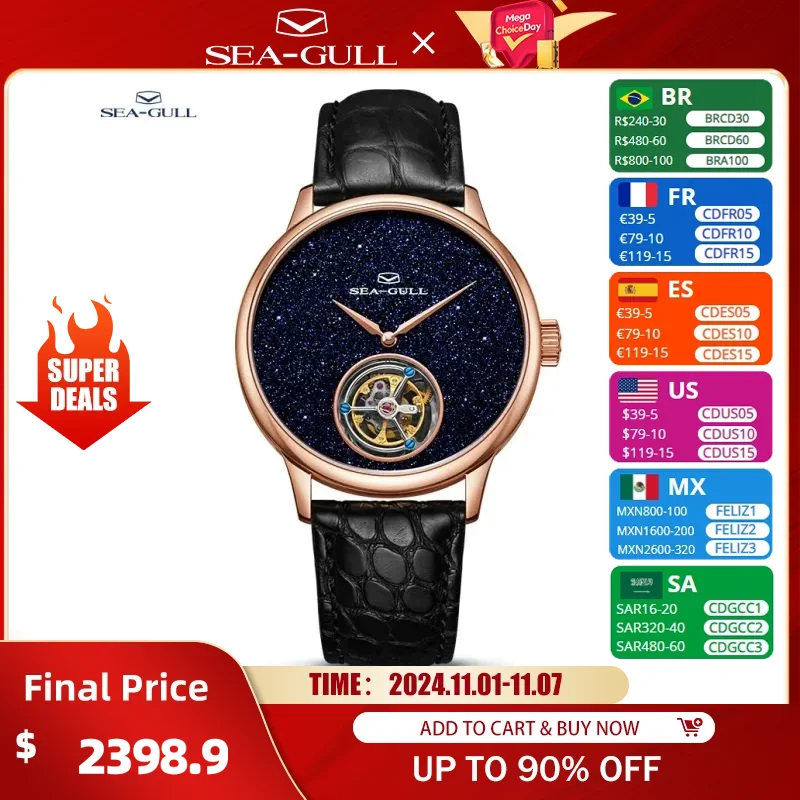 Seagull Tourbillon Men Watch ST8230 Manual Mechanical Vintage Skeleton Wristwatch Elegant Crocodile Strap Relogio Masculion 6144
Seagull Tourbillon Men Watch ST8230 Manual Mechanical Vintage Skeleton Wristwatch Elegant Crocodile Strap Relogio Masculion 6144