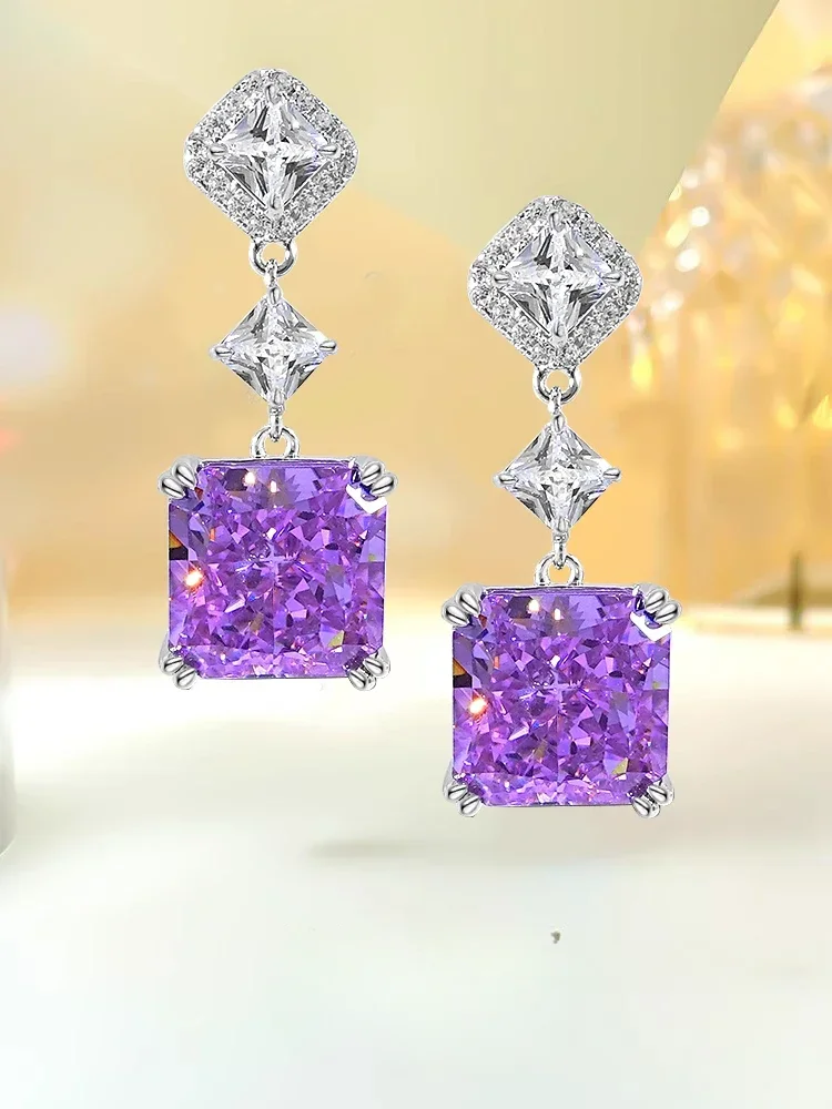 Fashion Light Luxury Fashion Square Colorful Diamond 925 Silver Ear Stud Inlaid with High Carbon Diamond Wedding Jewelry
Fashion Light Luxury Fashion Square Colorful Diamond 925 Silver Ear Stud Inlaid with High Carbon Diamond Wedding Jewelry