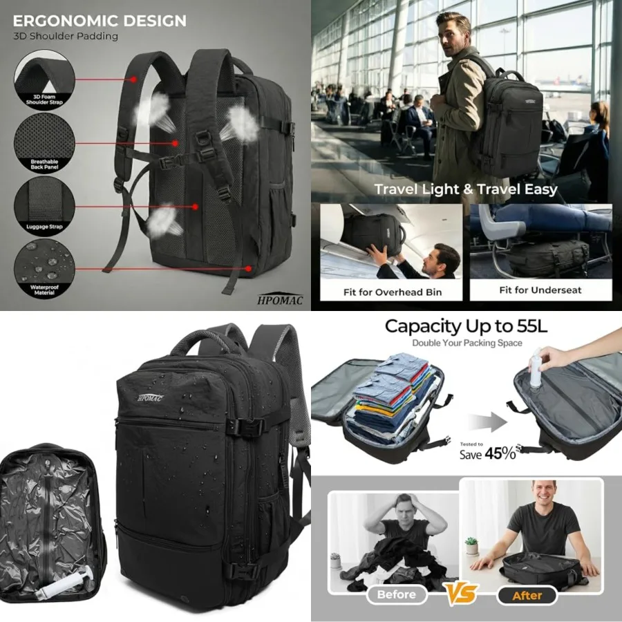Vacuum Compression Backpack for Travel, Carry-On Backpack with Vacuum System and Pump, Packs Like for 5-7 Day Trips, Business,
Vacuum Compression Backpack for Travel, Carry-On Backpack with Vacuum System and Pump, Packs Like for 5-7 Day Trips, Business,