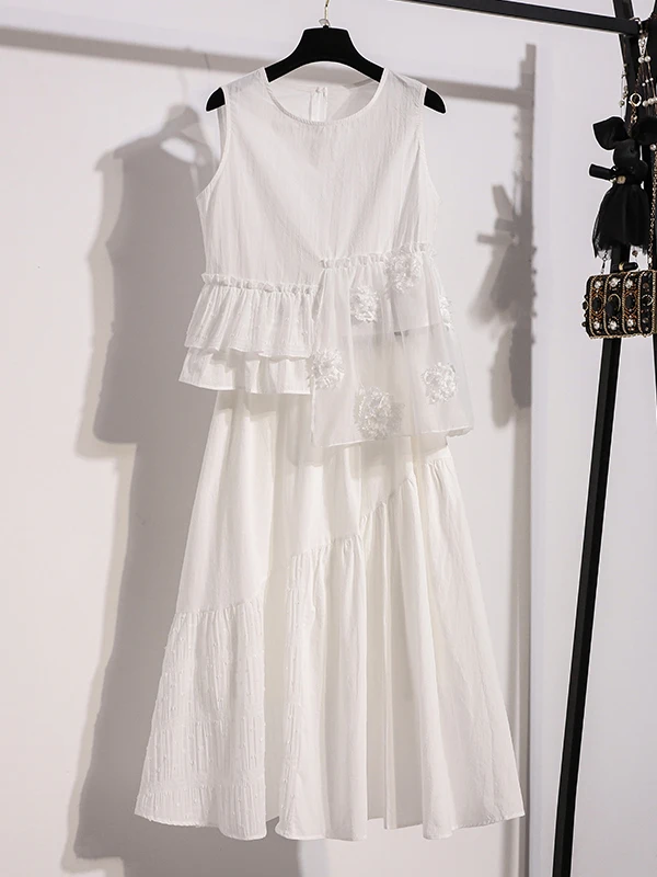 Romantic White Flower Vest Top Half Skirt Two-Piece Set Women's Unique Beautiful Summer Outfit Korean Style Loose Fit
Romantic White Flower Vest Top Half Skirt Two-Piece Set Women's Unique Beautiful Summer Outfit Korean Style Loose Fit