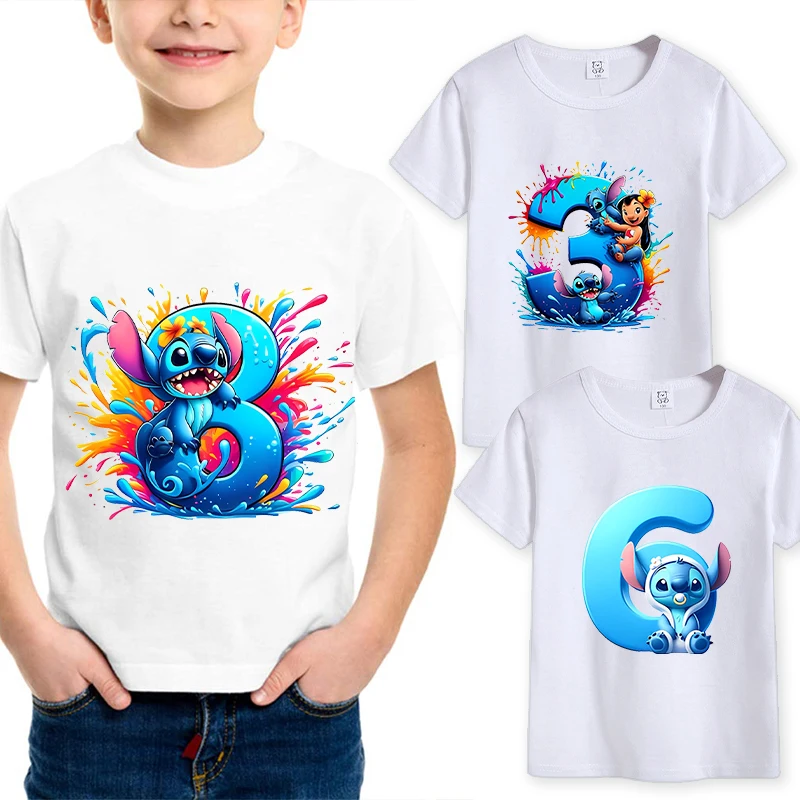 Disney Stitch Boy Girl T-shirt Cute Birthday Number 1-10 Years Old Anime Printed Kids Cotton Tee Shirt Summer Clothes Streetwear
Disney Stitch Boy Girl T-shirt Cute Birthday Number 1-10 Years Old Anime Printed Kids Cotton Tee Shirt Summer Clothes Streetwear