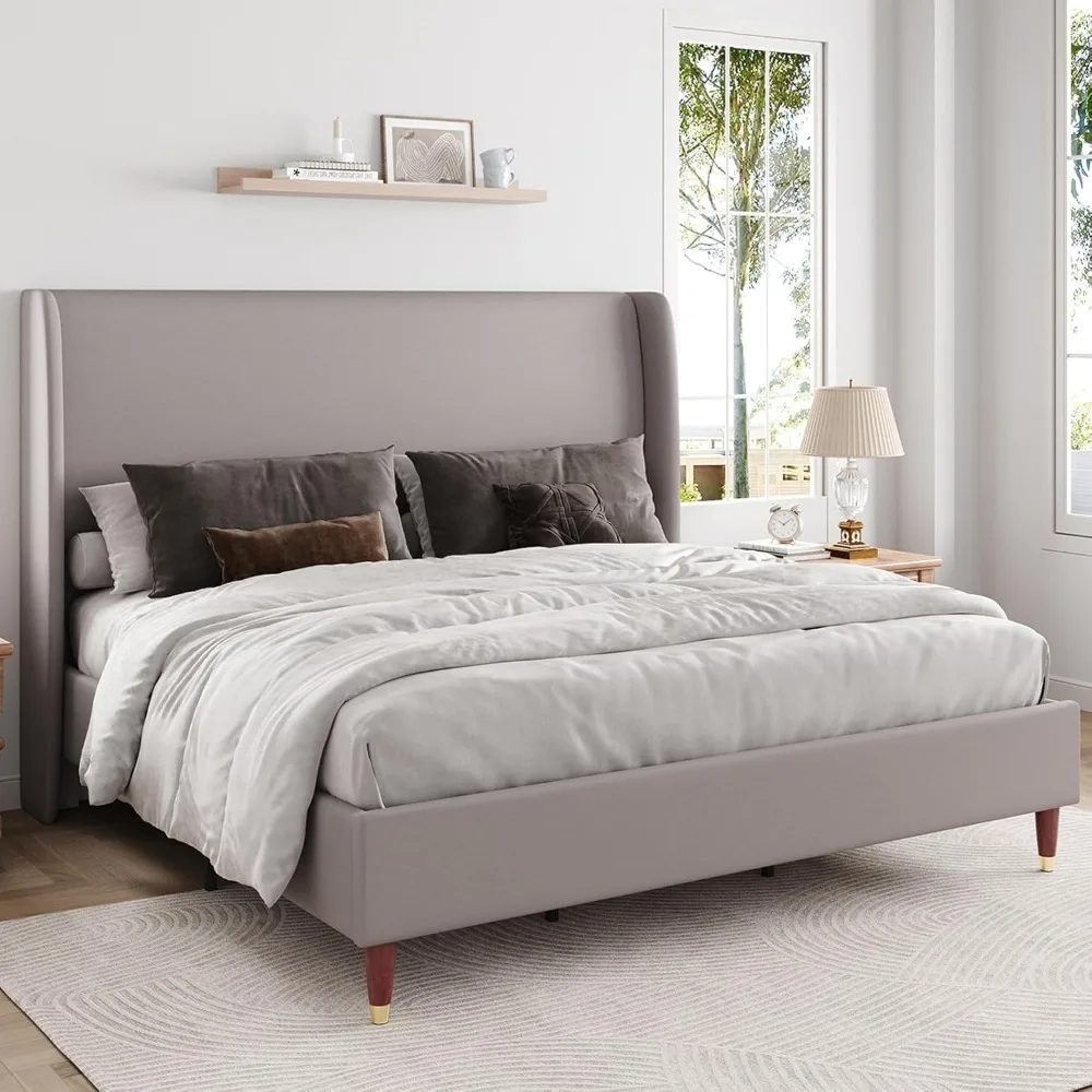 Queen Bed Frame Upholstered Bed 51.2" High Platform Bed with Wingback Headboard/No Box Spring Needed/Easy Assembly,Bed Frames
Queen Bed Frame Upholstered Bed 51.2" High Platform Bed with Wingback Headboard/No Box Spring Needed/Easy Assembly,Bed Frames