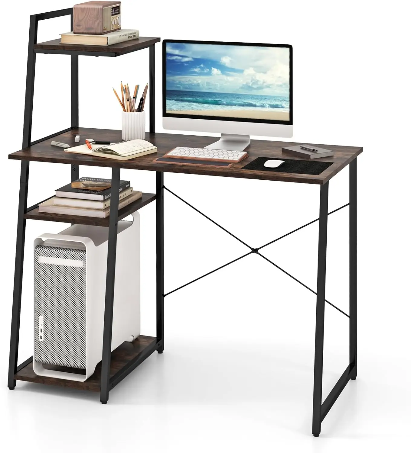 Computer Desk with Shelves, 47.5” Home Office Desk with Bookshelf, Host Stand, Metal Frame, PC Laptop Workstation, Mode
Computer Desk with Shelves, 47.5” Home Office Desk with Bookshelf, Host Stand, Metal Frame, PC Laptop Workstation, Mode