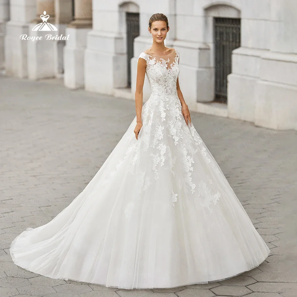 Roycebridal Romantic O Neck Lace Applique Tulle A Line Wedding Dress Cap Sleeve Bridal Gowns Customized Vestidos Elegantes
Roycebridal Romantic O Neck Lace Applique Tulle A Line Wedding Dress Cap Sleeve Bridal Gowns Customized Vestidos Elegantes