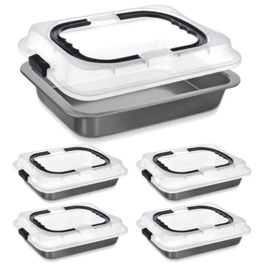 4 Pcs Cake g Pan wit Lid and andle 9 x 13 Inc Non-stick Recle Seet Cake Pan Carrier for rowe Roasting Cooking g lack Gray
4 Pcs Cake g Pan wit Lid and andle 9 x 13 Inc Non-stick Recle Seet Cake Pan Carrier for rowe Roasting Cooking g lack Gray
