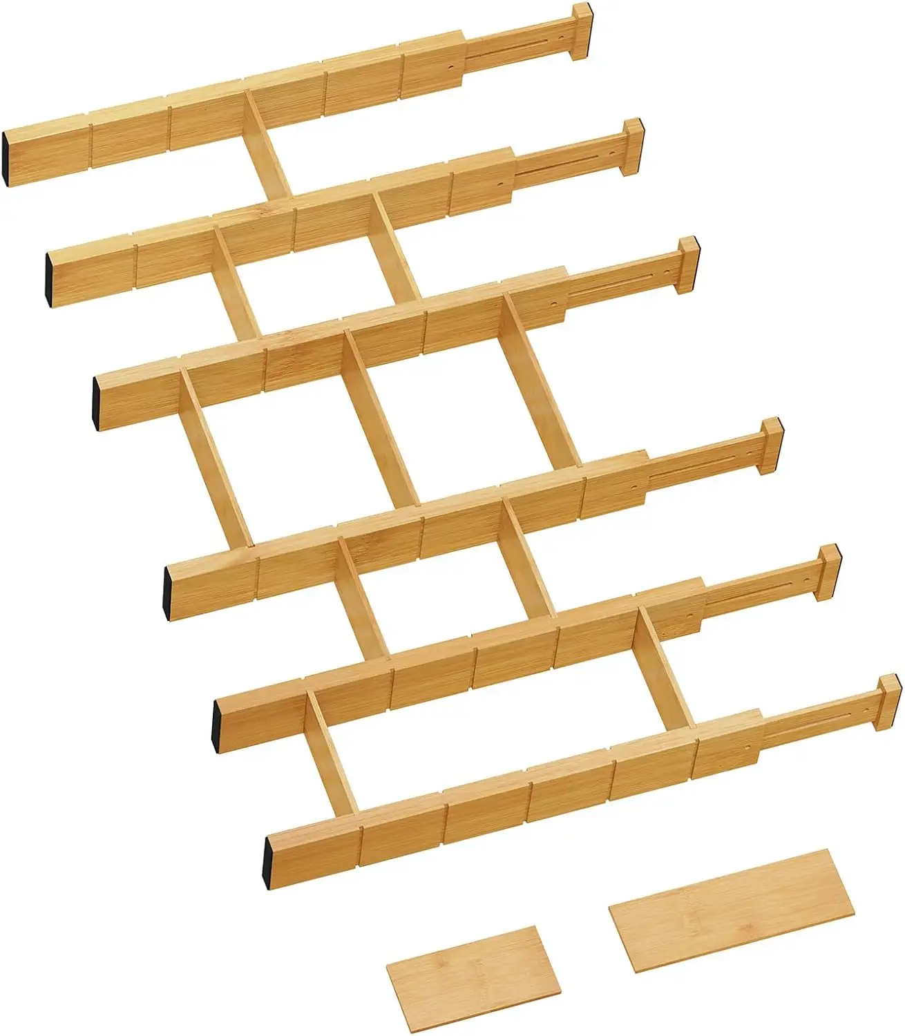 6 Pack Bamboo Drawer Dividers with 12 Inserts, Adjustable Organizer for Dresser, Kitchen, Bedroom (Natural)
6 Pack Bamboo Drawer Dividers with 12 Inserts, Adjustable Organizer for Dresser, Kitchen, Bedroom (Natural)