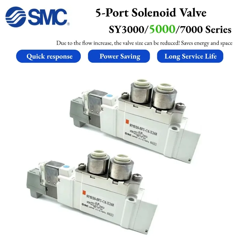 SY5120-5FU 5FUD 5FUE-01 C4 C6 C8-C6P-X268 SMC 5 Port Solenoid Valve Pneumatic element SY5000 Series Pneumatic tool
SY5120-5FU 5FUD 5FUE-01 C4 C6 C8-C6P-X268 SMC 5 Port Solenoid Valve Pneumatic element SY5000 Series Pneumatic tool