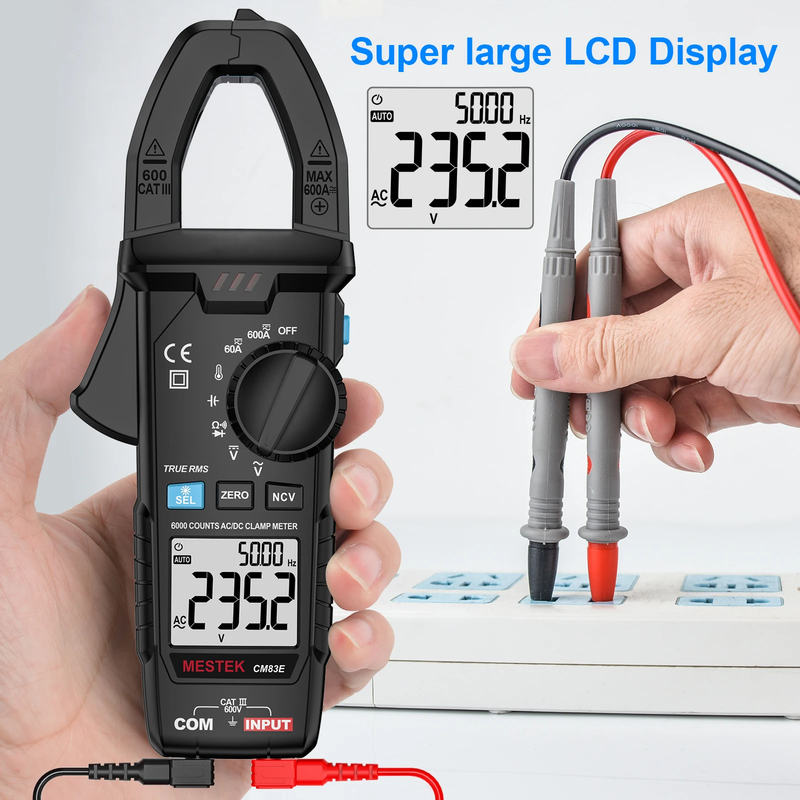 Mestek AC DC Current Multimeter CM83E 6000 Counts Digital Clamp Meter Ammeter Voltage Tester Car Amp Hz Capacitance NCV Ohm Tool
Mestek AC DC Current Multimeter CM83E 6000 Counts Digital Clamp Meter Ammeter Voltage Tester Car Amp Hz Capacitance NCV Ohm Tool