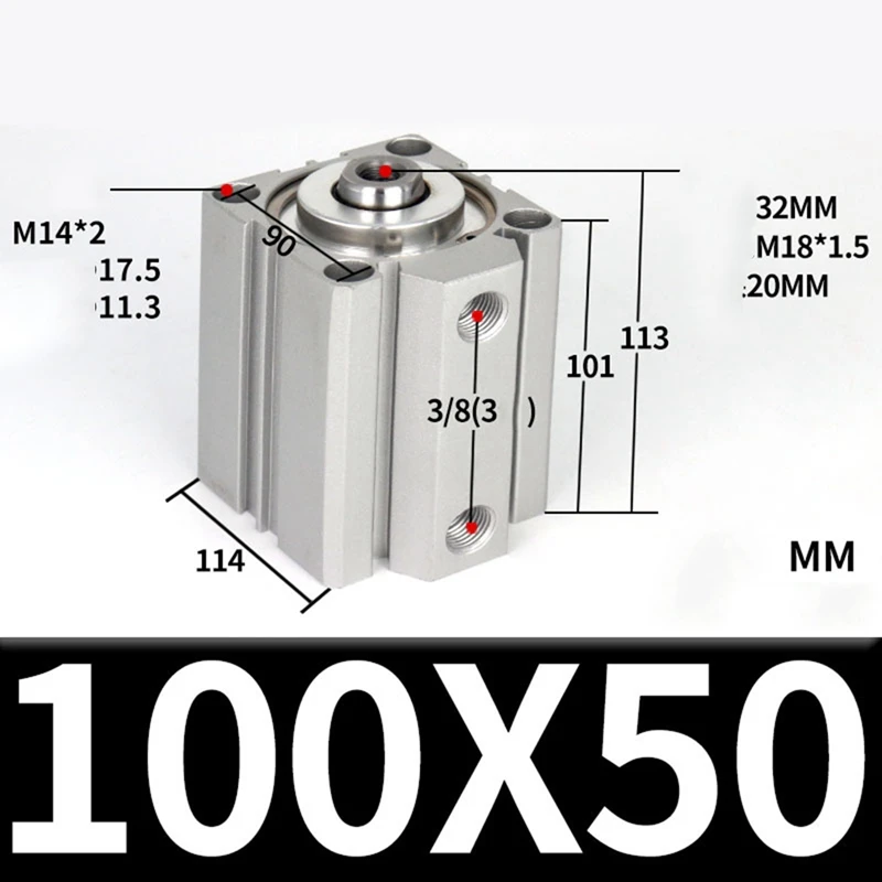 Pneumatic Cylinder SDA 100 Bore Series Double Acting 50mm Stroke Compact Thin Air Cylinders
Pneumatic Cylinder SDA 100 Bore Series Double Acting 50mm Stroke Compact Thin Air Cylinders