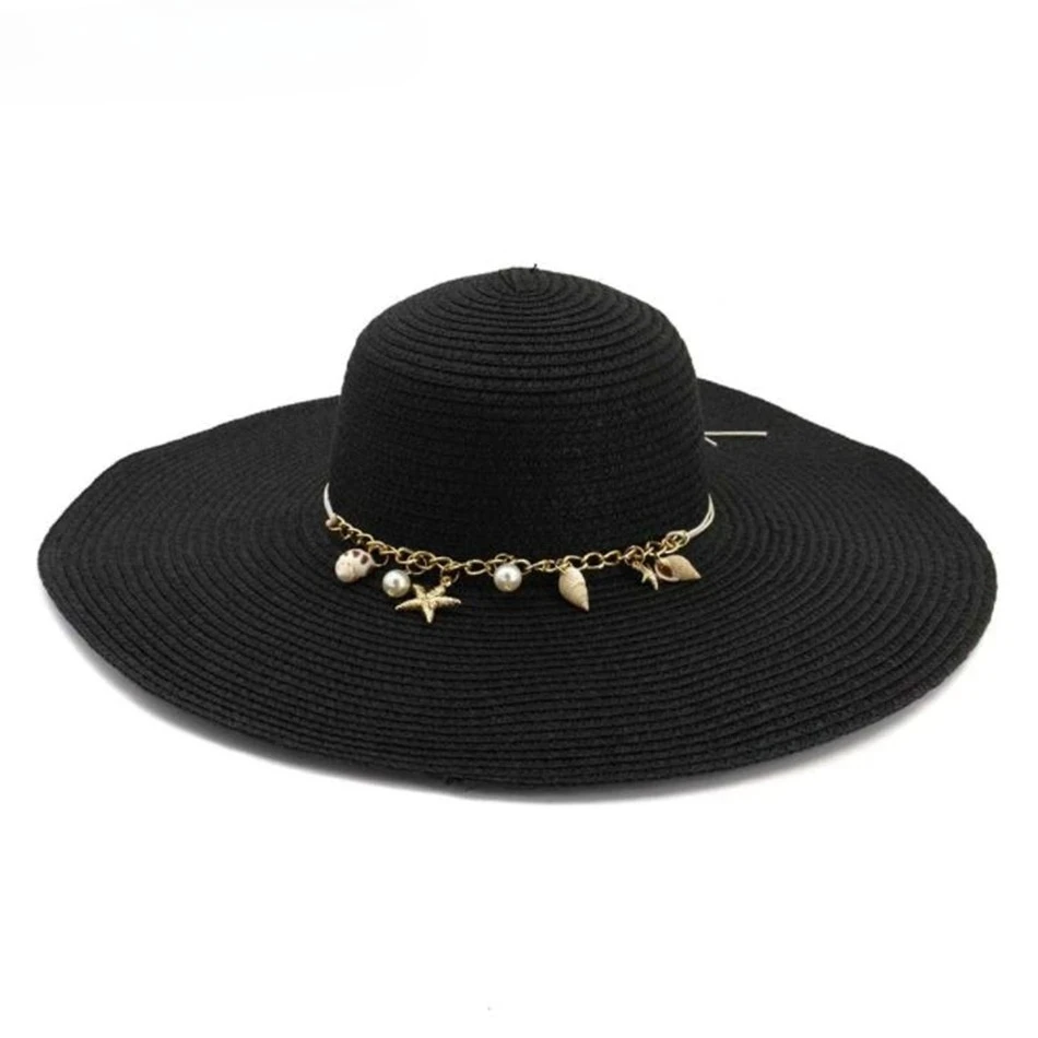 Black Wide Brim Women Large Hat Summer Straw Sun Hat Pink Conch Decorated Beautiful Female Travel Beach Sun Hat Big Brim 13cm
Black Wide Brim Women Large Hat Summer Straw Sun Hat Pink Conch Decorated Beautiful Female Travel Beach Sun Hat Big Brim 13cm