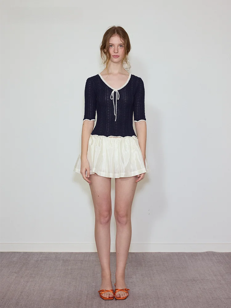 Летний топ Moonmoi с узлами и цветными блоками, кружевной отделкой, миди-длина, повседневный крой, V-образный вырез, вязаный из смесового хлопка, модный
Летний топ Moonmoi с узлами и цветными блоками, кружевной отделкой, миди-длина, повседневный крой, V-образный вырез, вязаный из смесового хлопка, модный