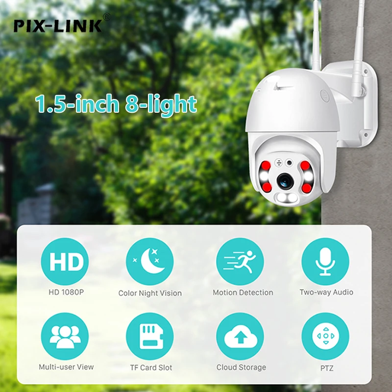 PIX-LINK HD 1080P/720P 2M/1M PTZ WiFi 1.5 Inch 8 Light Camera Dual Antenna Motion Detection Indoor/Outdoor Security Cam
PIX-LINK HD 1080P/720P 2M/1M PTZ WiFi 1.5 Inch 8 Light Camera Dual Antenna Motion Detection Indoor/Outdoor Security Cam