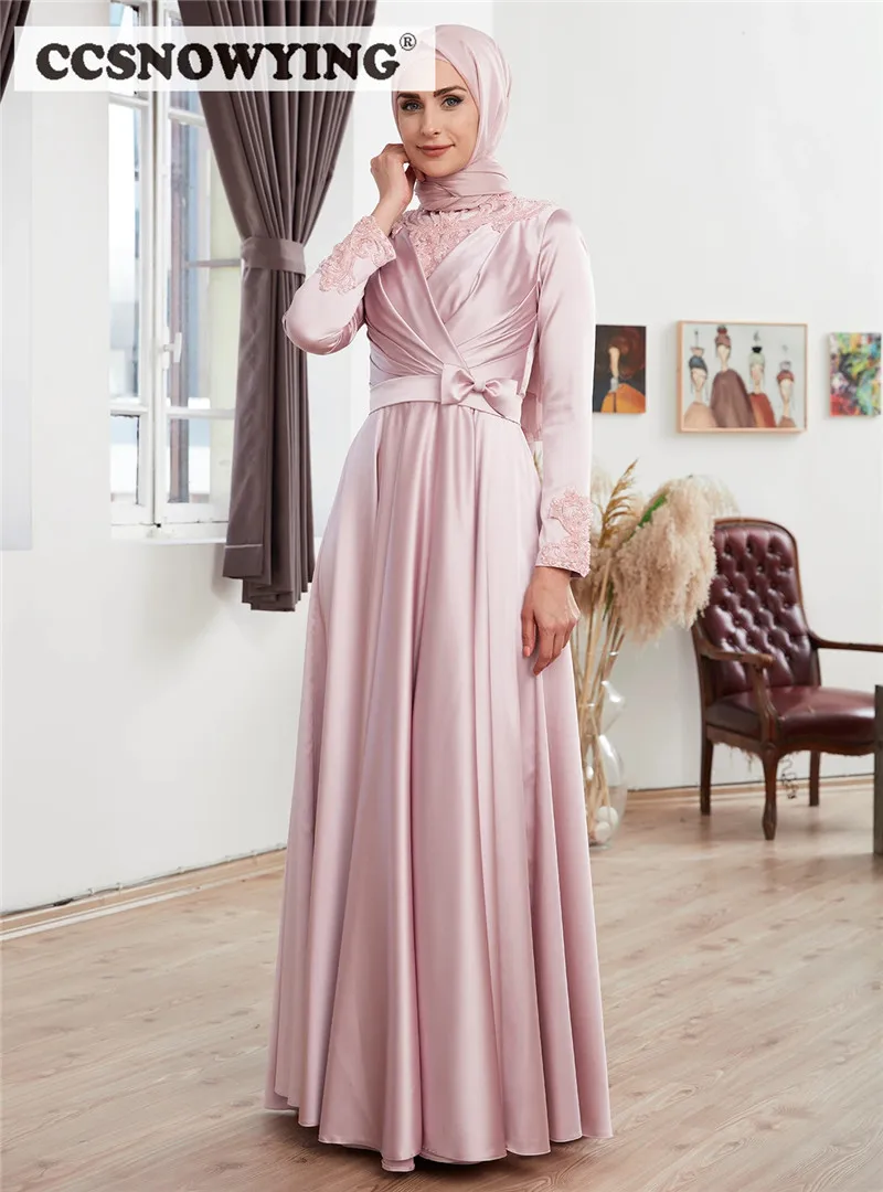 Satin Appliques Muslim Evening Dresses Full Sleeve Islamic Hijab Formal Party Gown Arabic Dubai Kaftan High Neck Robe De Soiree
Satin Appliques Muslim Evening Dresses Full Sleeve Islamic Hijab Formal Party Gown Arabic Dubai Kaftan High Neck Robe De Soiree