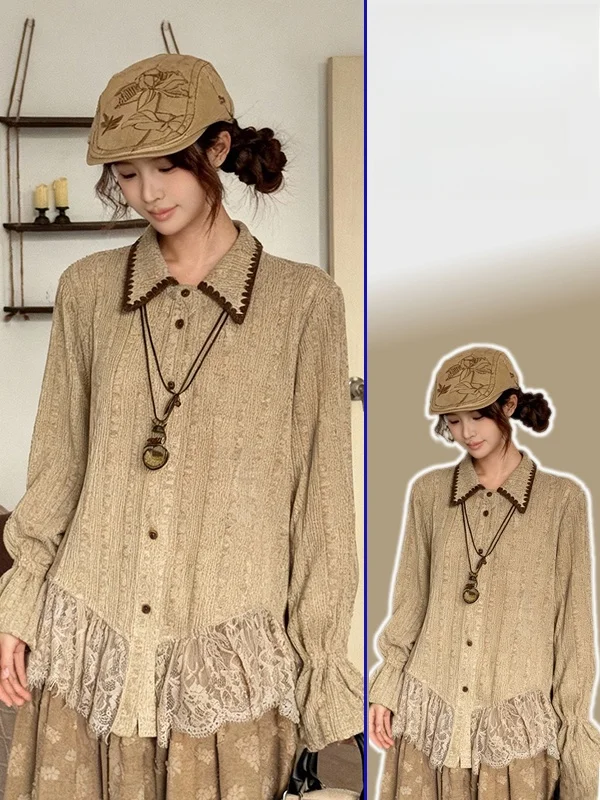 Женская свободная блузка большого размера с кружевными вставками, новинка весны, модная повседневная модель с длинными рукавами-колокол, французский стиль, стройнящая.
Женская свободная блузка большого размера с кружевными вставками, новинка весны, модная повседневная модель с длинными рукавами-колокол, французский стиль, стройнящая.