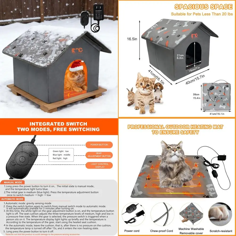 Домашний домик для домашних животных с регулируемой температурой и жевательным шнуром, теплое укрытие для кошек и маленьких собак
Домашний домик для домашних животных с регулируемой температурой и жевательным шнуром, теплое укрытие для кошек и маленьких собак