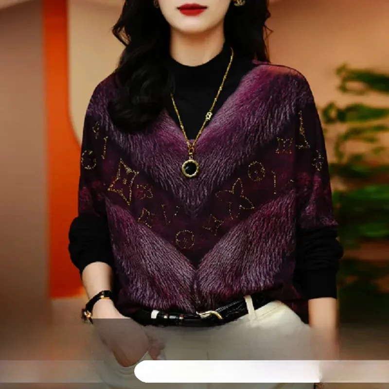 Ele Lady's Long Sve Velvet Base irt f High Collar Mom's Inner Wear Fce Lined Top Clean Fit Stand Version
Ele Lady's Long Sve Velvet Base irt f High Collar Mom's Inner Wear Fce Lined Top Clean Fit Stand Version