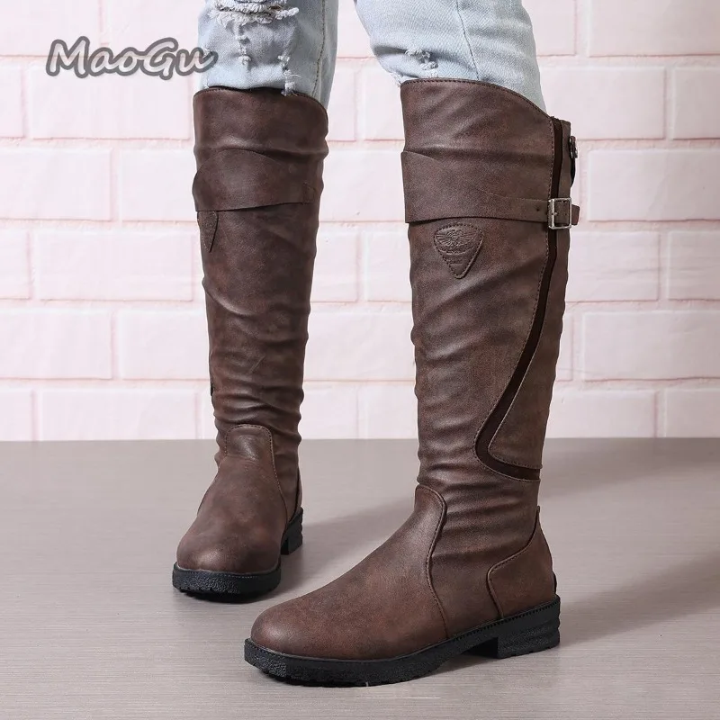 Spring Autumn Women's Round Toe Buckle Strap Knee High Boots Vintage Leather Low Heel Riding Boots Casual Western Long Botas
Spring Autumn Women's Round Toe Buckle Strap Knee High Boots Vintage Leather Low Heel Riding Boots Casual Western Long Botas
