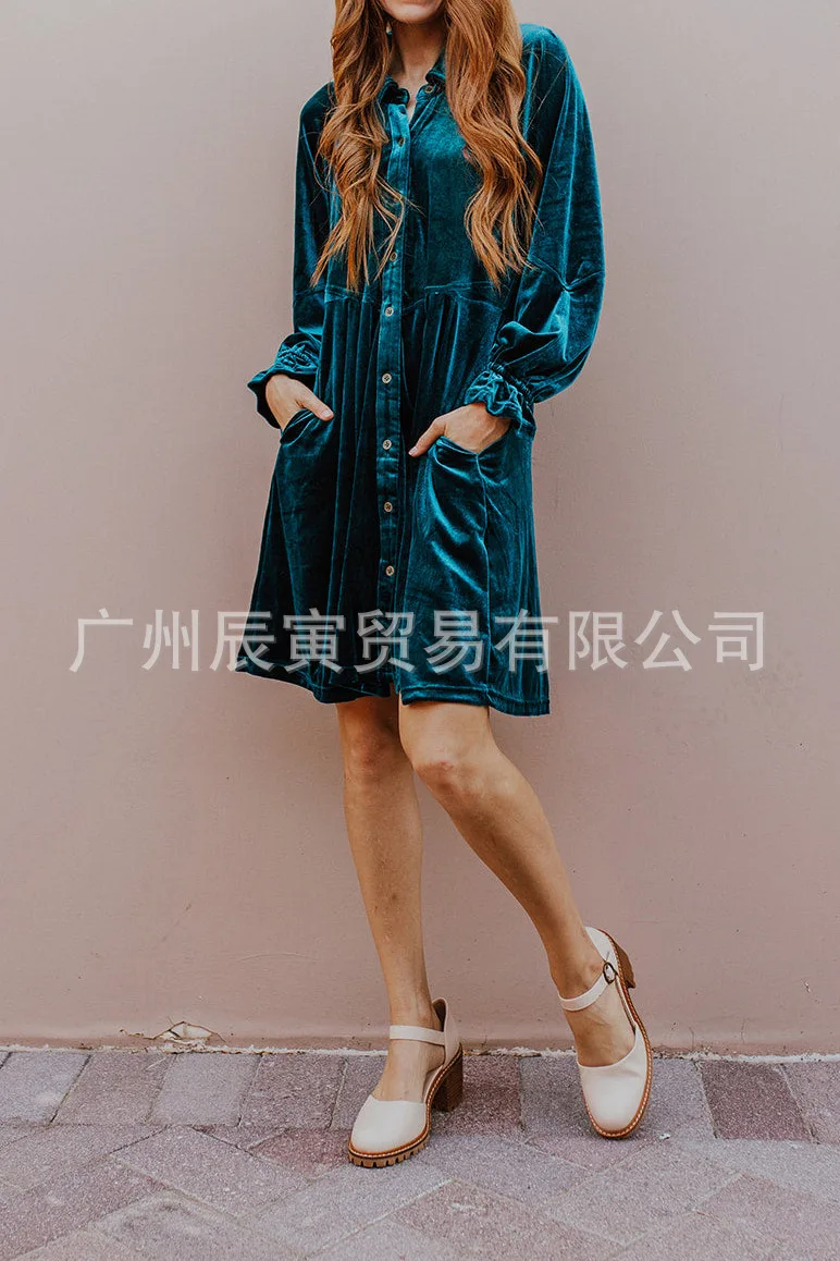 Вельветовое платье с воротником-рубашкой и пуговицами, элегантное платье с длинными рукавами, повседневное платье с двумя карманами для женщин, миди-платье для офиса, вечеринок, шикарное.
Вельветовое платье с воротником-рубашкой и пуговицами, элегантное платье с длинными рукавами, повседневное платье с двумя карманами для женщин, миди-платье для офиса, вечеринок, шикарное.