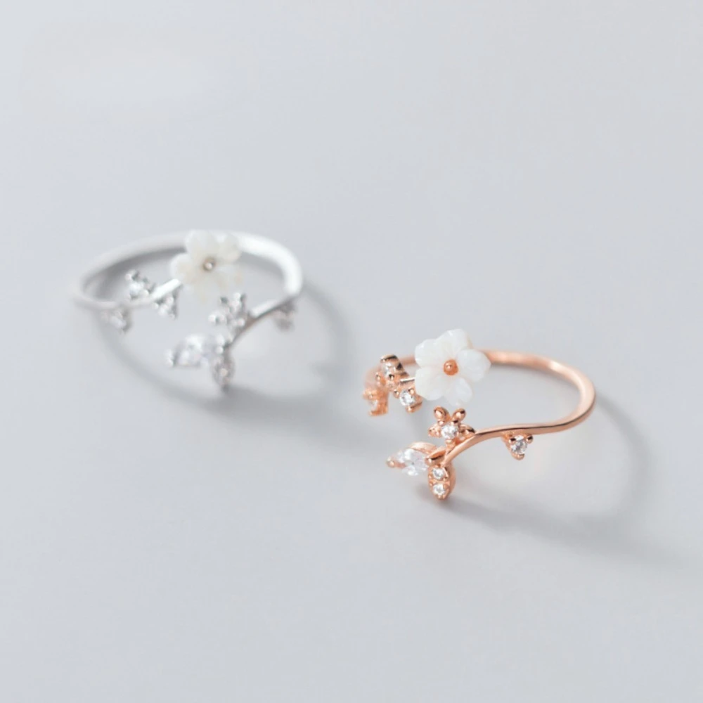 Dainty Shell Flower Open Ring, Silver & Rose Gold Plated Branch Inlaid Cubic Zirconia Adjustable Promise Ring for Women
Dainty Shell Flower Open Ring, Silver & Rose Gold Plated Branch Inlaid Cubic Zirconia Adjustable Promise Ring for Women